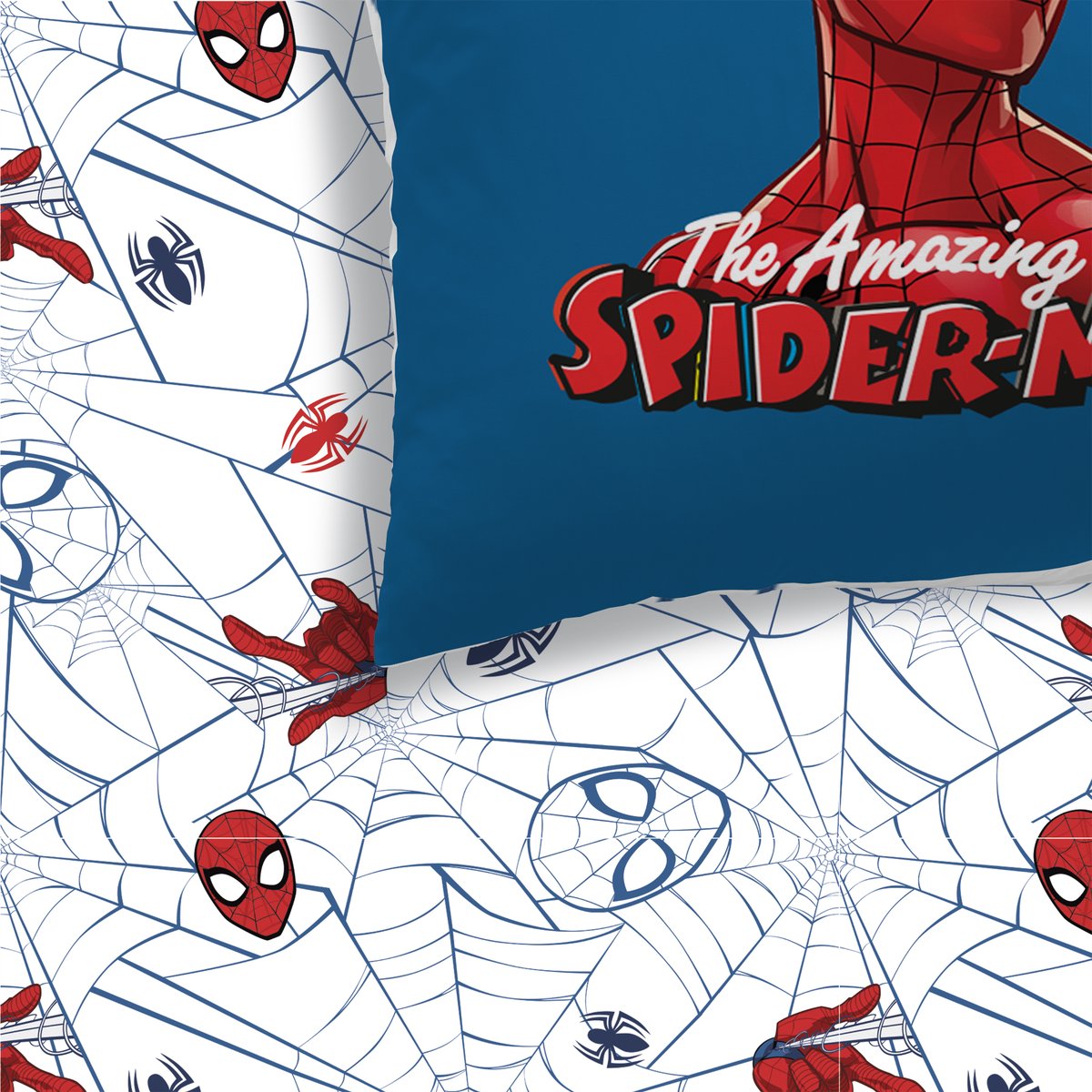 Parure de lit imprimée 100% coton, JUMPING bleu, SPIDER-MAN