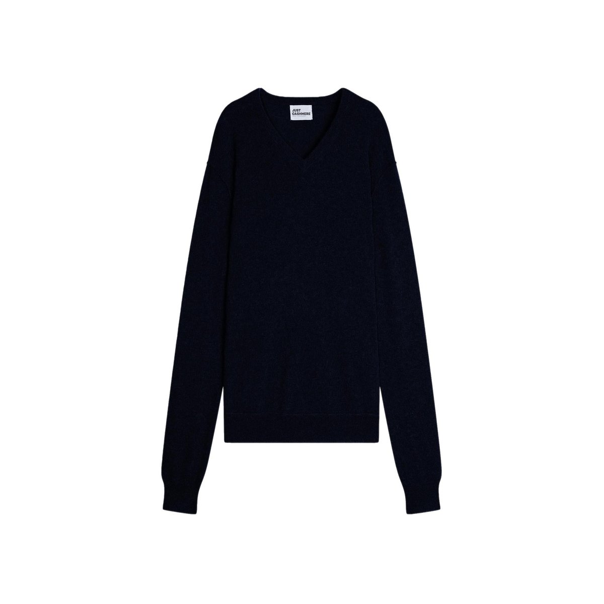 Pull Col V Caviar Tom bleu foncé, JUST CASHMERE