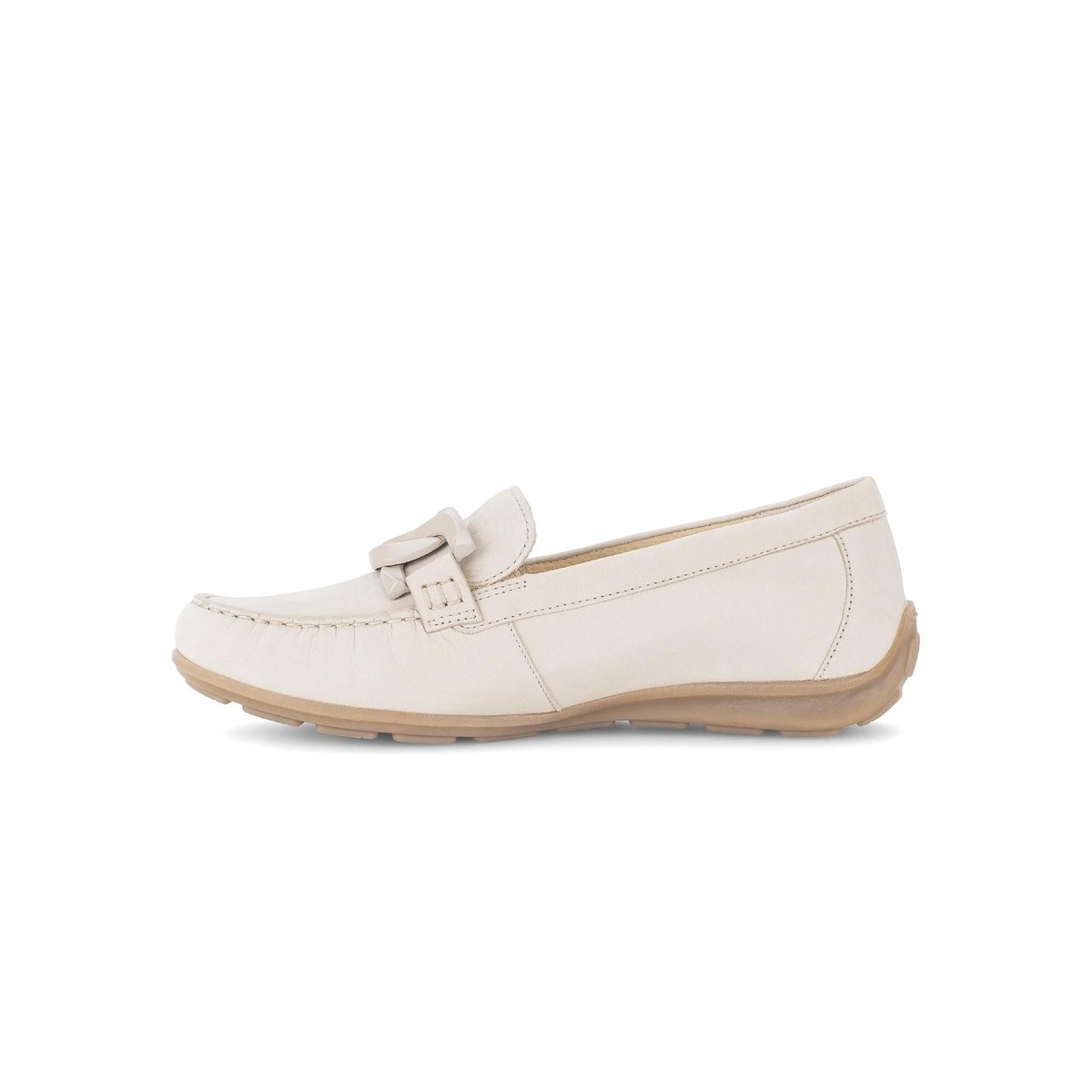 Mocassins en cuir nubuck à talon compensé crème, GABOR
