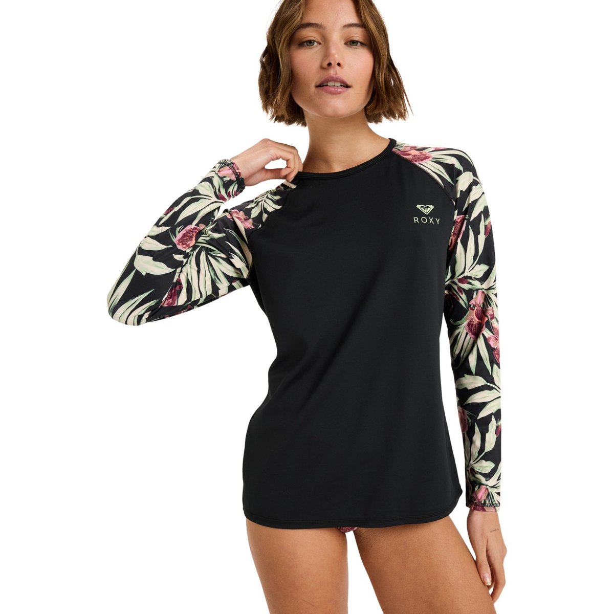 Lycra manches longues BASIC MIX. noir anthracite wind swept floral, ROXY