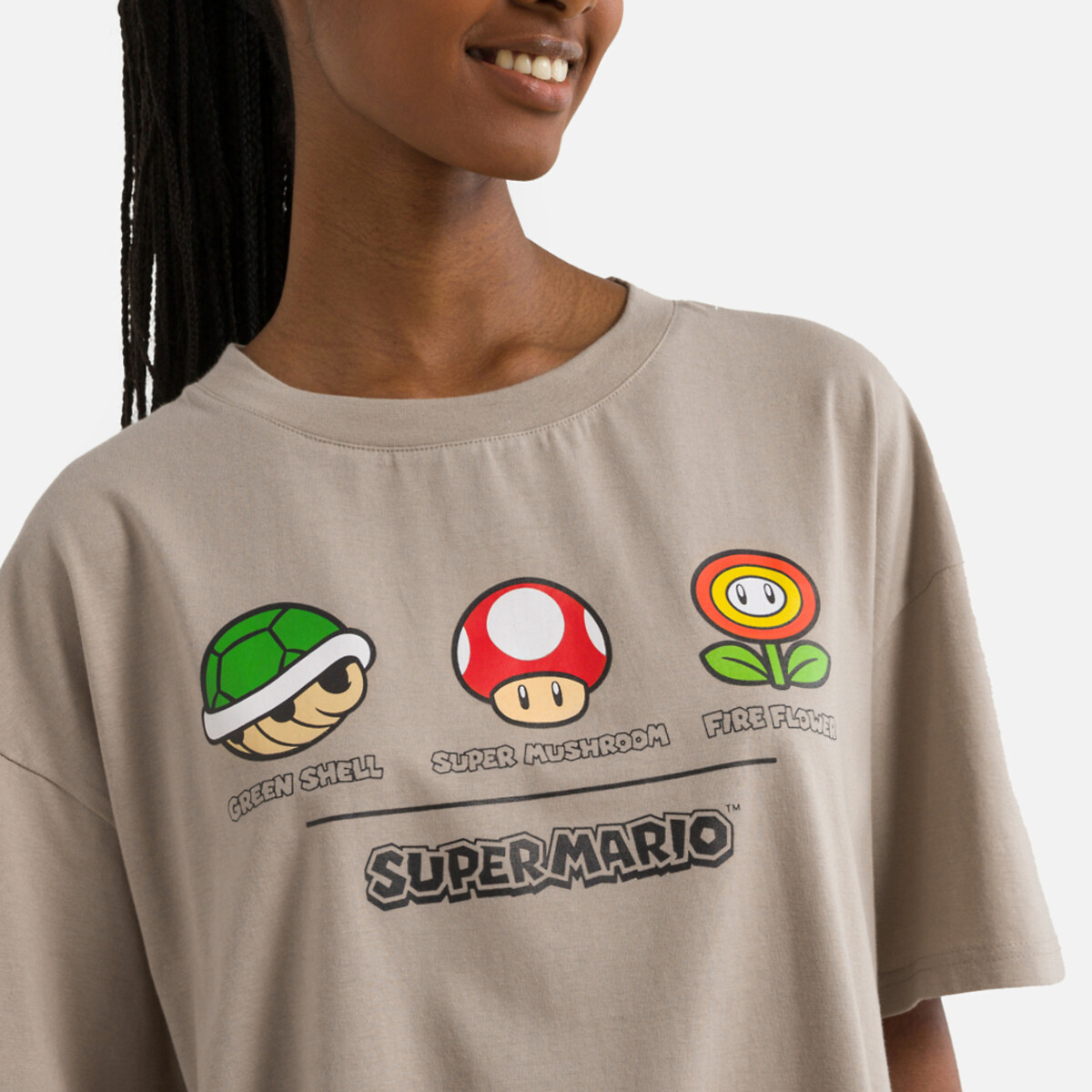 Pyjama manches courtes en coton Supermario taupe/rouge, SUPER MARIO