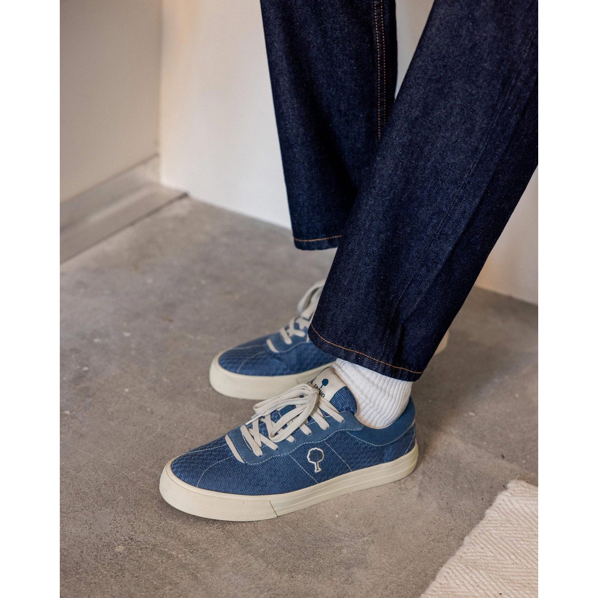Tennis basses tissu suede NASHI bleu océan, FAGUO