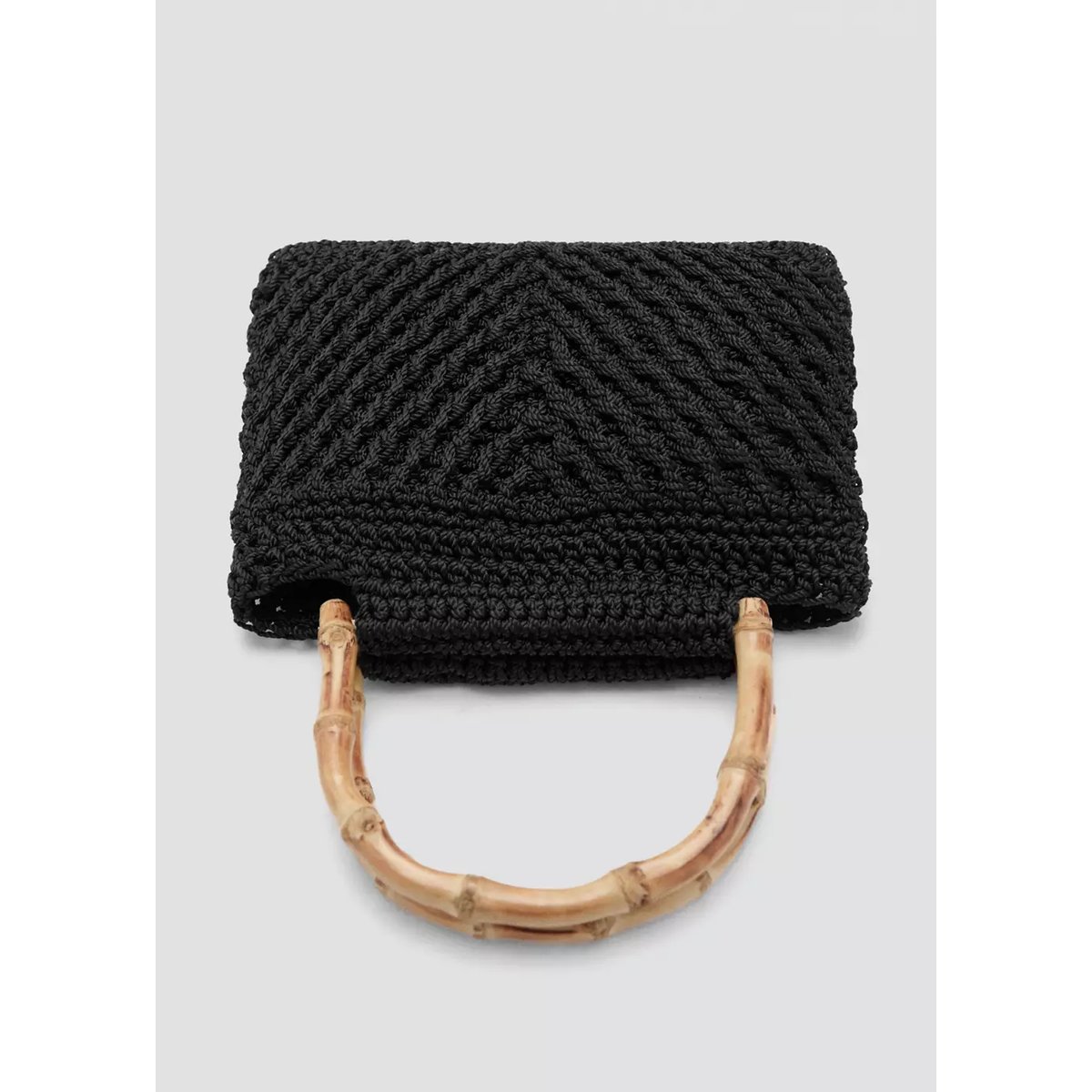 Sac à main avec anse en bambou noir, MANGO