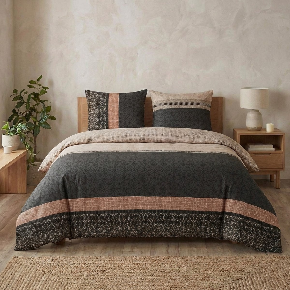Parure de lit - Housse de couette coton 57 fils multicolore, EDEN