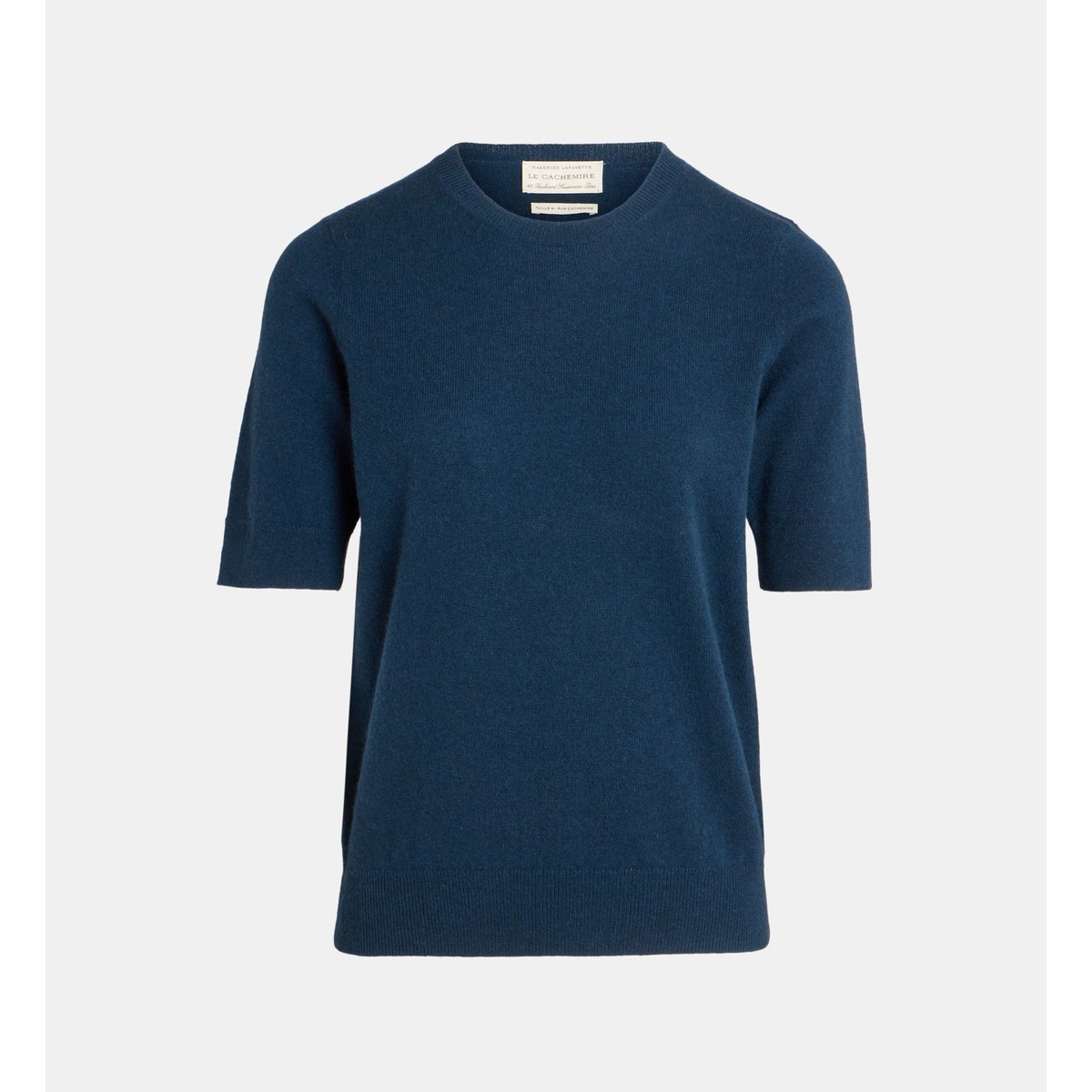 Pull droit difi manches courtes en cachemire bleu marine, GALERIES LAFAYETTE