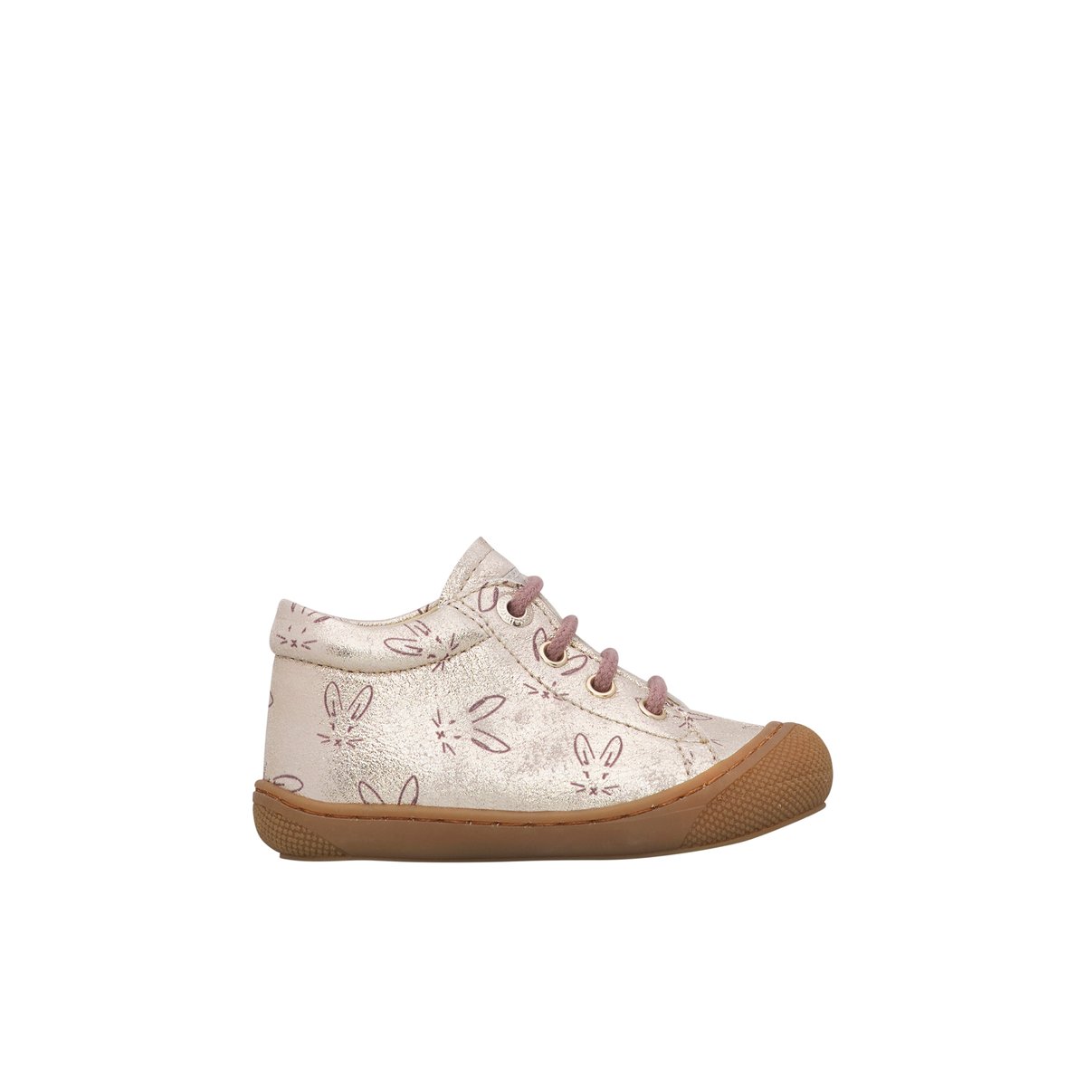 Chaussures premiers pas en cuir COCOON platine-rose, NATURINO