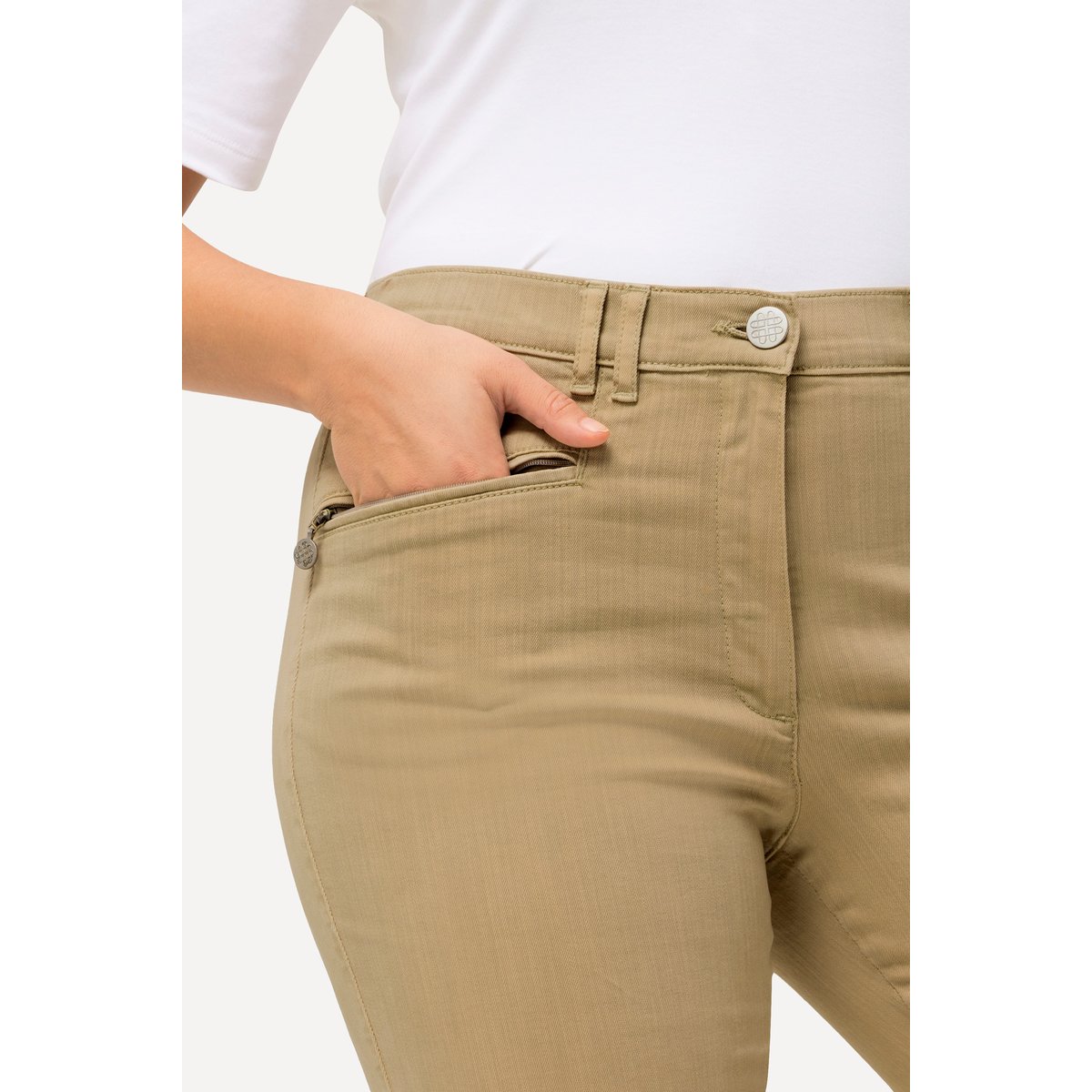 Pantalon stretch Mony longueur 7/8. Poches beige, ULLA POPKEN