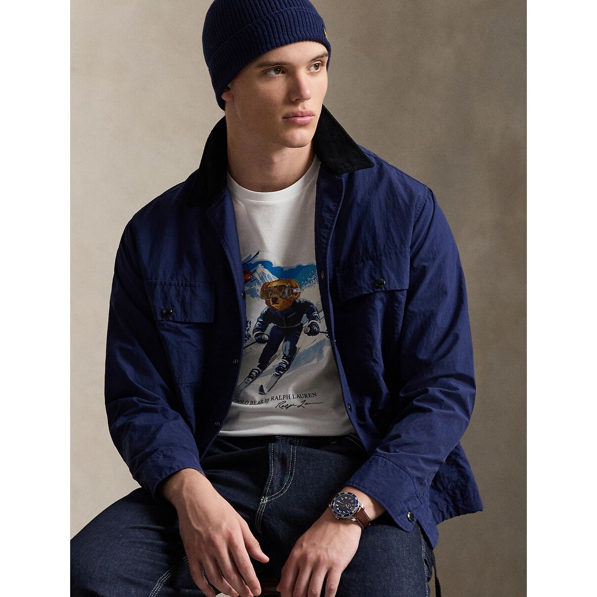 T-shirt manches courtes logo Bear en jersey blanc, POLO RALPH LAUREN