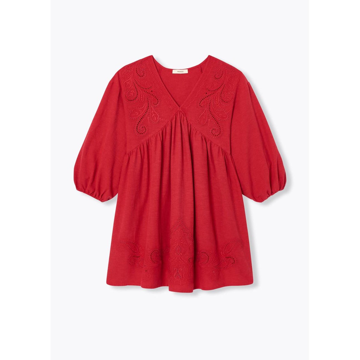 Robe courte brodée rouge, PROMOD