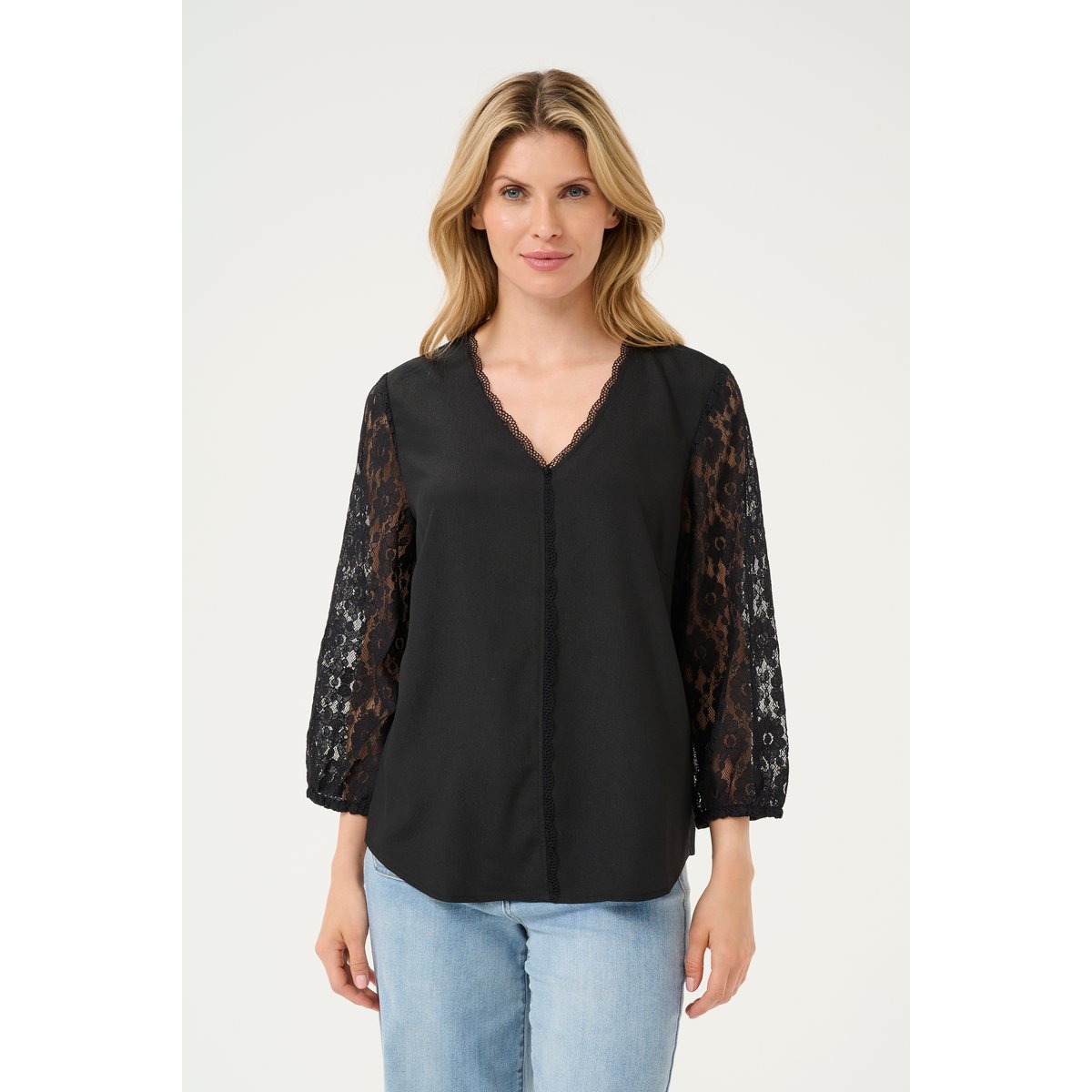 Blouse with long sleeve noir black, KAFFE