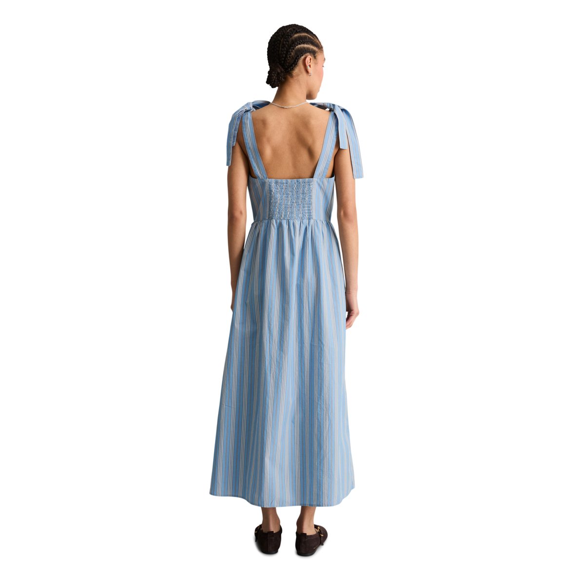 Robe à rayures en forme en popeline Papertouch bleu, MARC O’POLO DENIM
