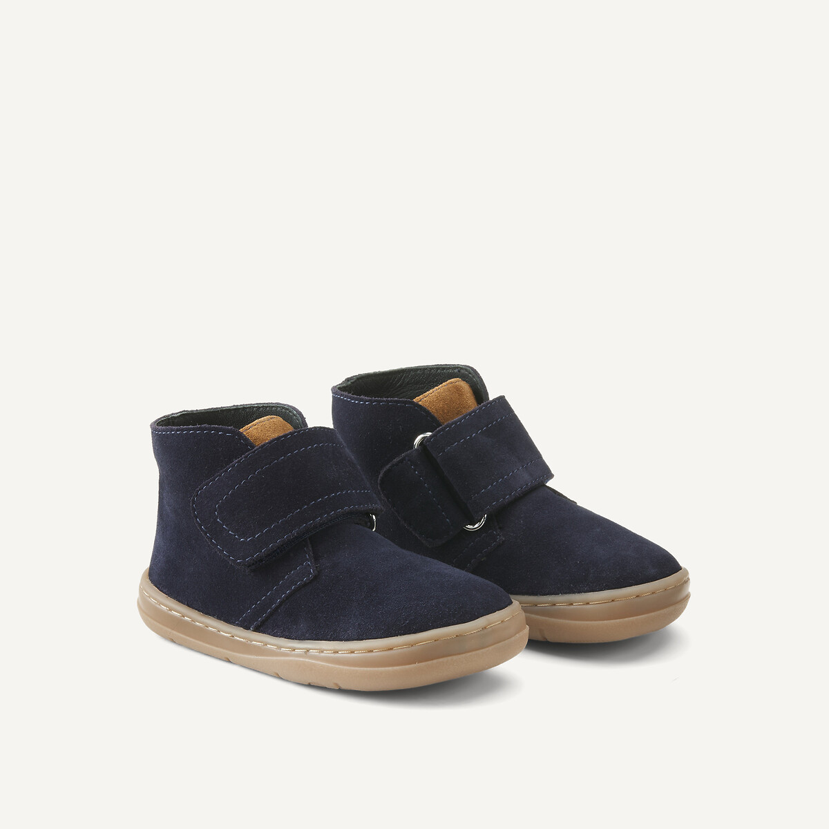 Chaussures à scratch en cuir bleu marine, LA REDOUTE COLLECTIONS