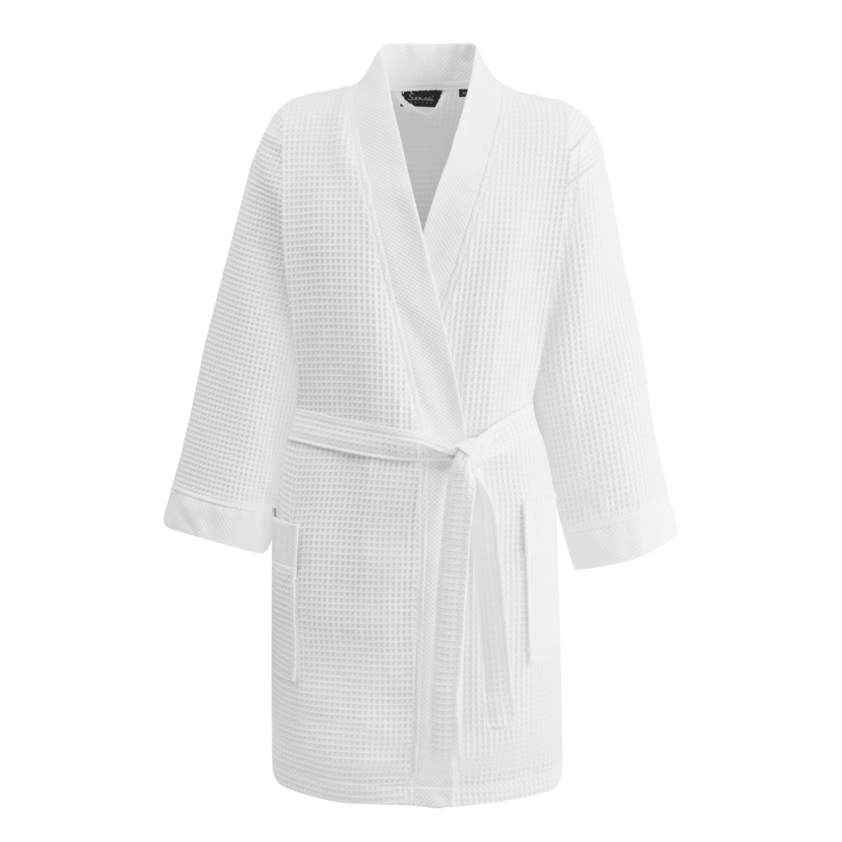 Peignoir court nid d'abeille SPA blanc, SENSEI MAISON