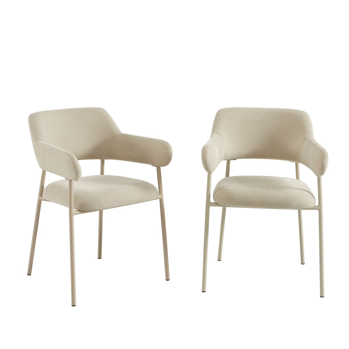 Fauteuils repas tissu glacé (lot de 2) IVAN beige, BAÏTA