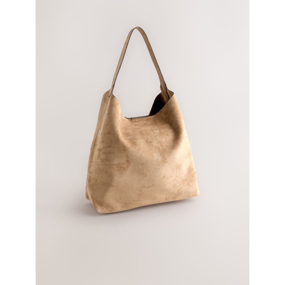 Sac souple à bandoulière en daim synthétique camel, NEXT