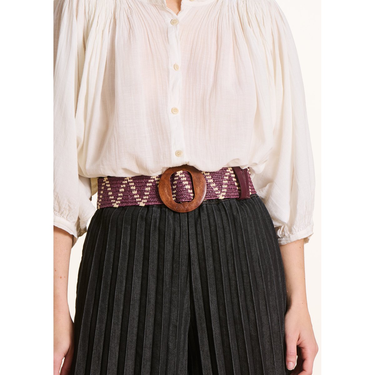 Ceinture élastique boucle en bois figue, LA FEE MARABOUTEE