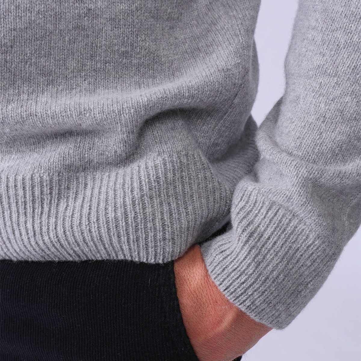 Pull col camionneur Heland gris clair, MISE AU GREEN