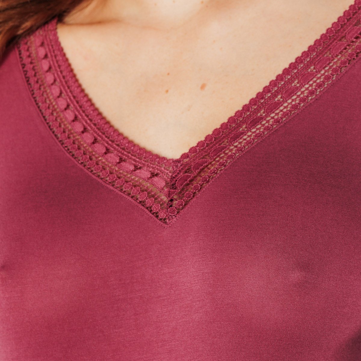 Tee-shirt manches longues CAMILLE rose, ROUGEGORGE LINGERIE
