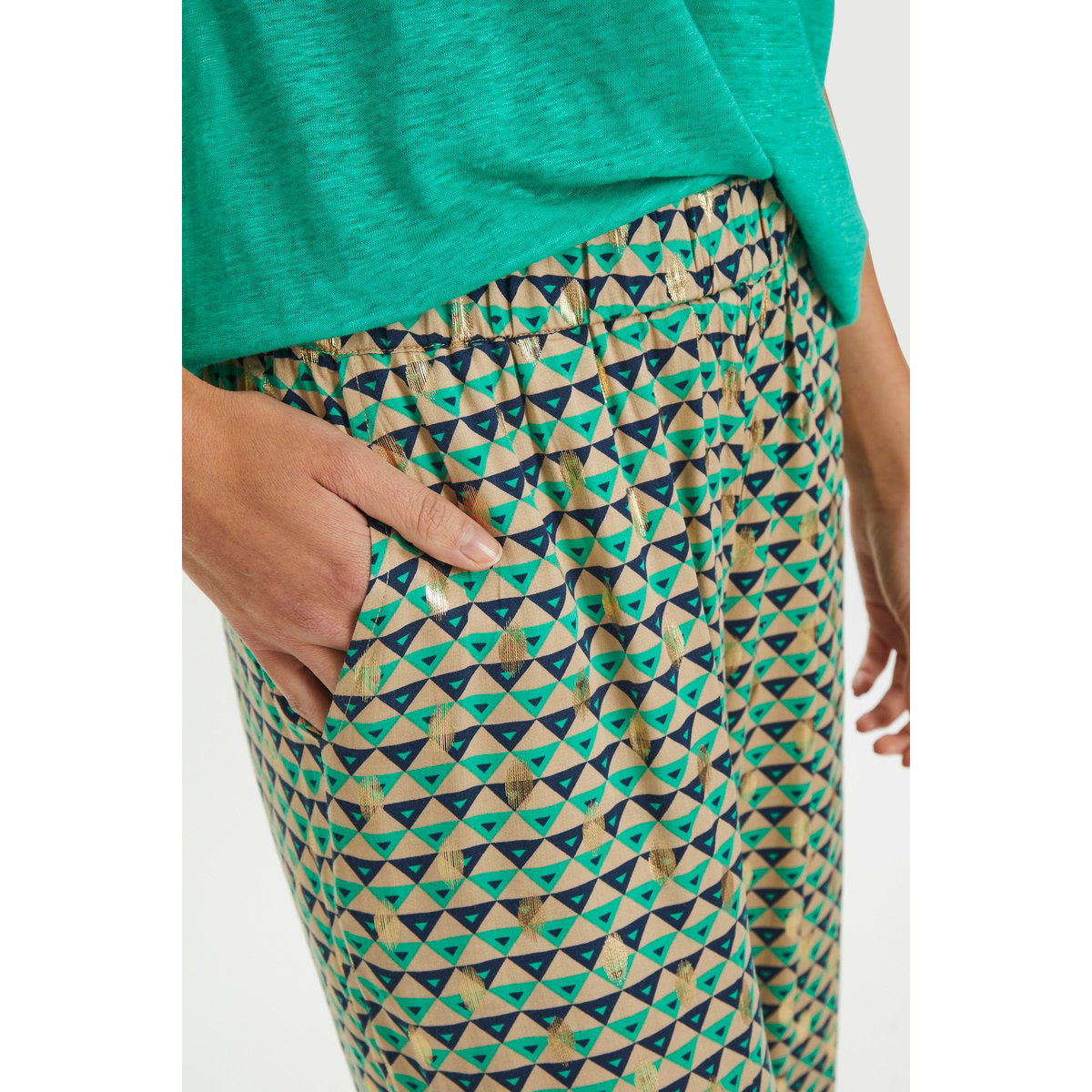 Casual pants vert graphique sesame, CULTURE