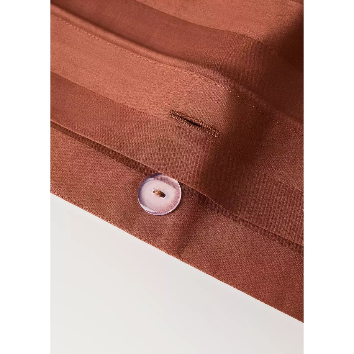 Housse de couette satin 300 fils rayures lit 180/200 cm cognac, MANGO HOME