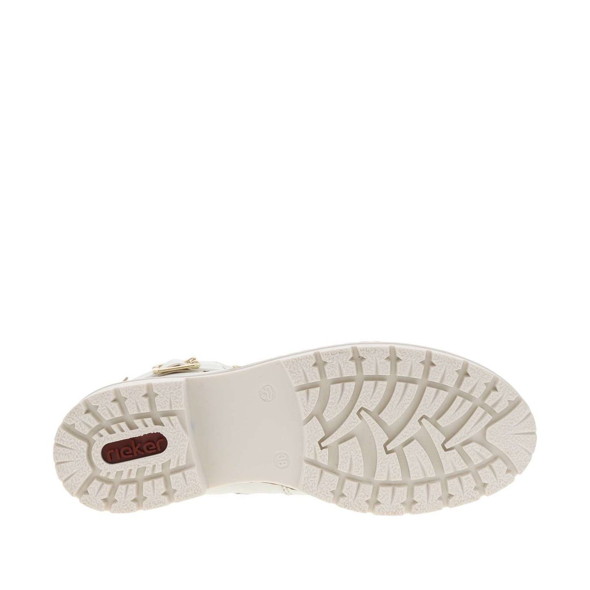 Bottines blanc cassé à talon décroché bas et à lacets ronds et zip latéral blanc cassé, RIEKER