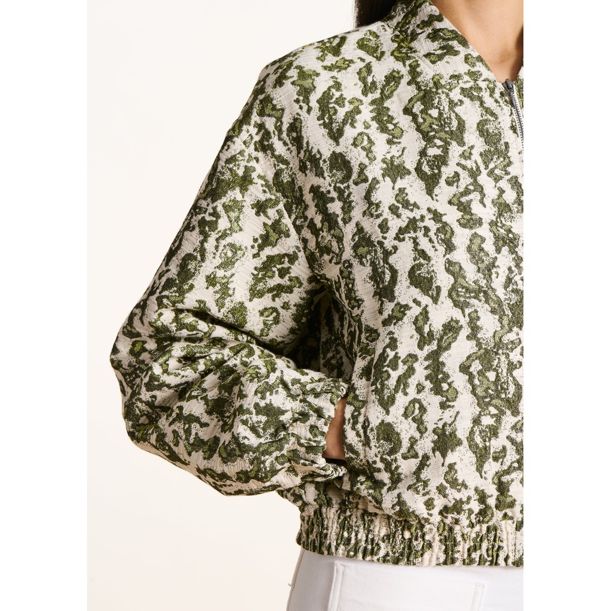 Blouson bomber en jacquard kaki, LA FEE MARABOUTEE