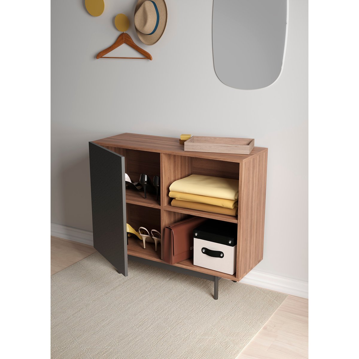 Buffet porte sérigraphie, PRINTED noyer-graphite, HERDASA