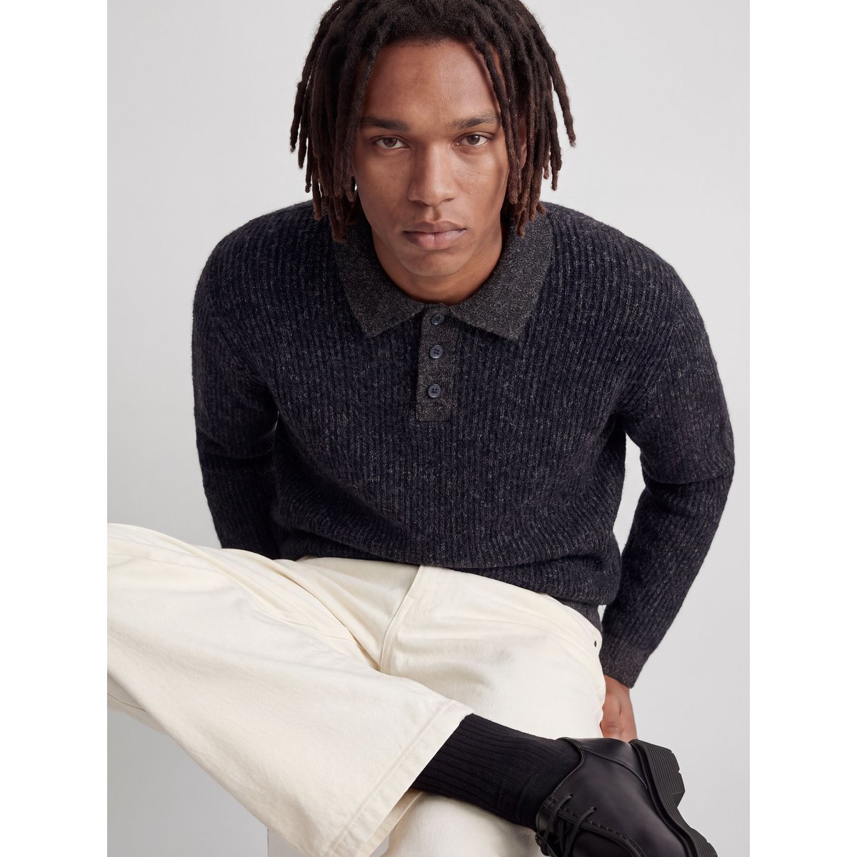 Polo Tricoté grise - medium grey melange 1, JACK & JONES
