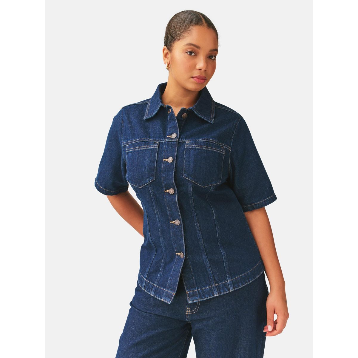 Haut ajusté pour poitrines généreuses rinse denim, NEXT