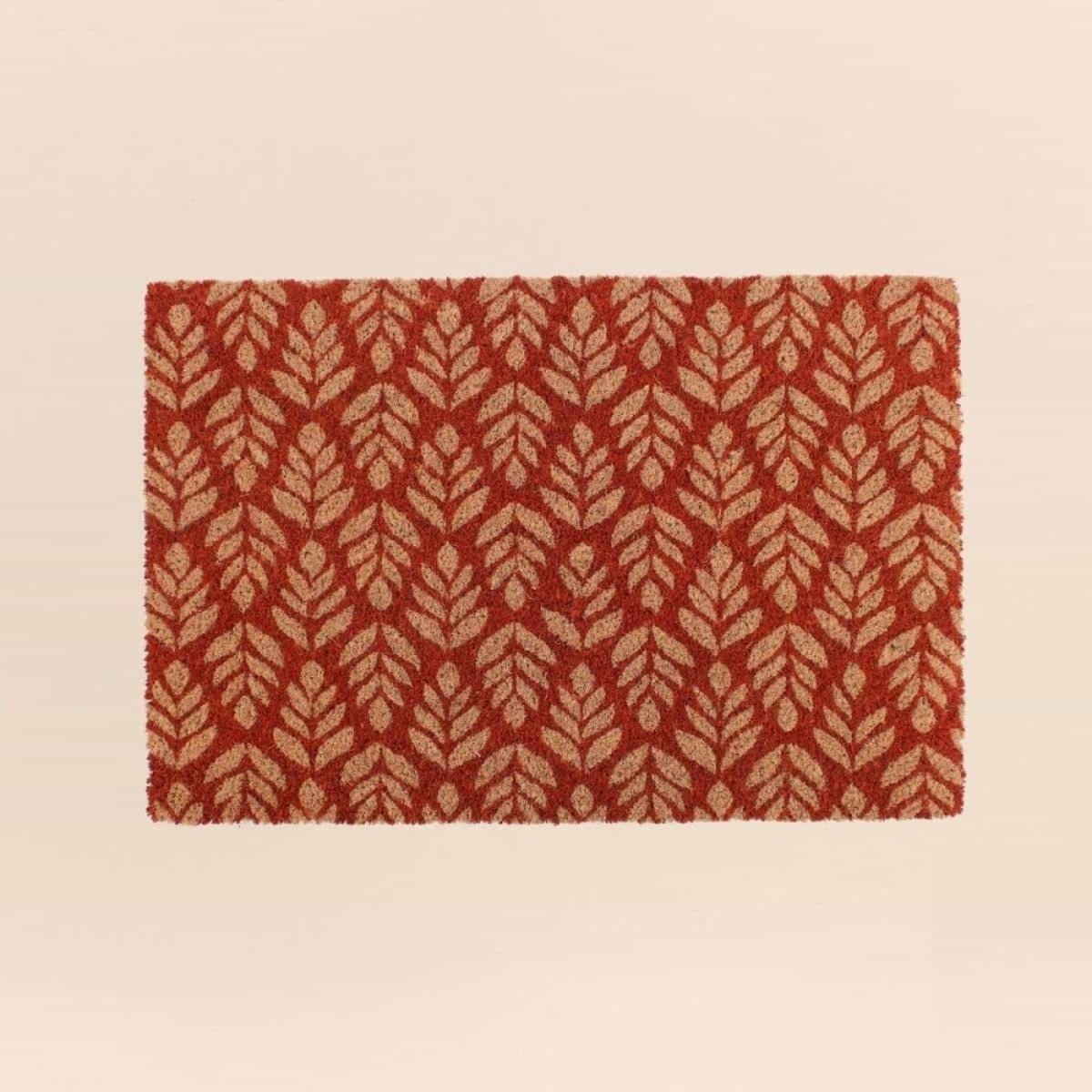 Paillasson coco imprimé zig zags 40x60cm marron, ORNAMI