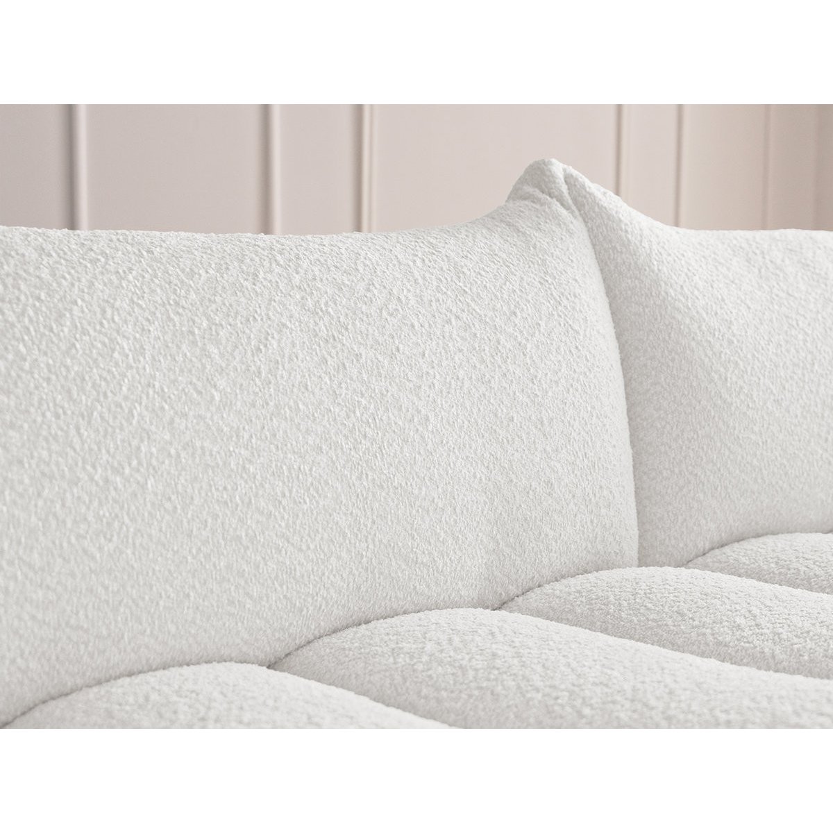 Canapé modulable 4 places en tissu bouclette, AZRA blanc, BOBOCHIC