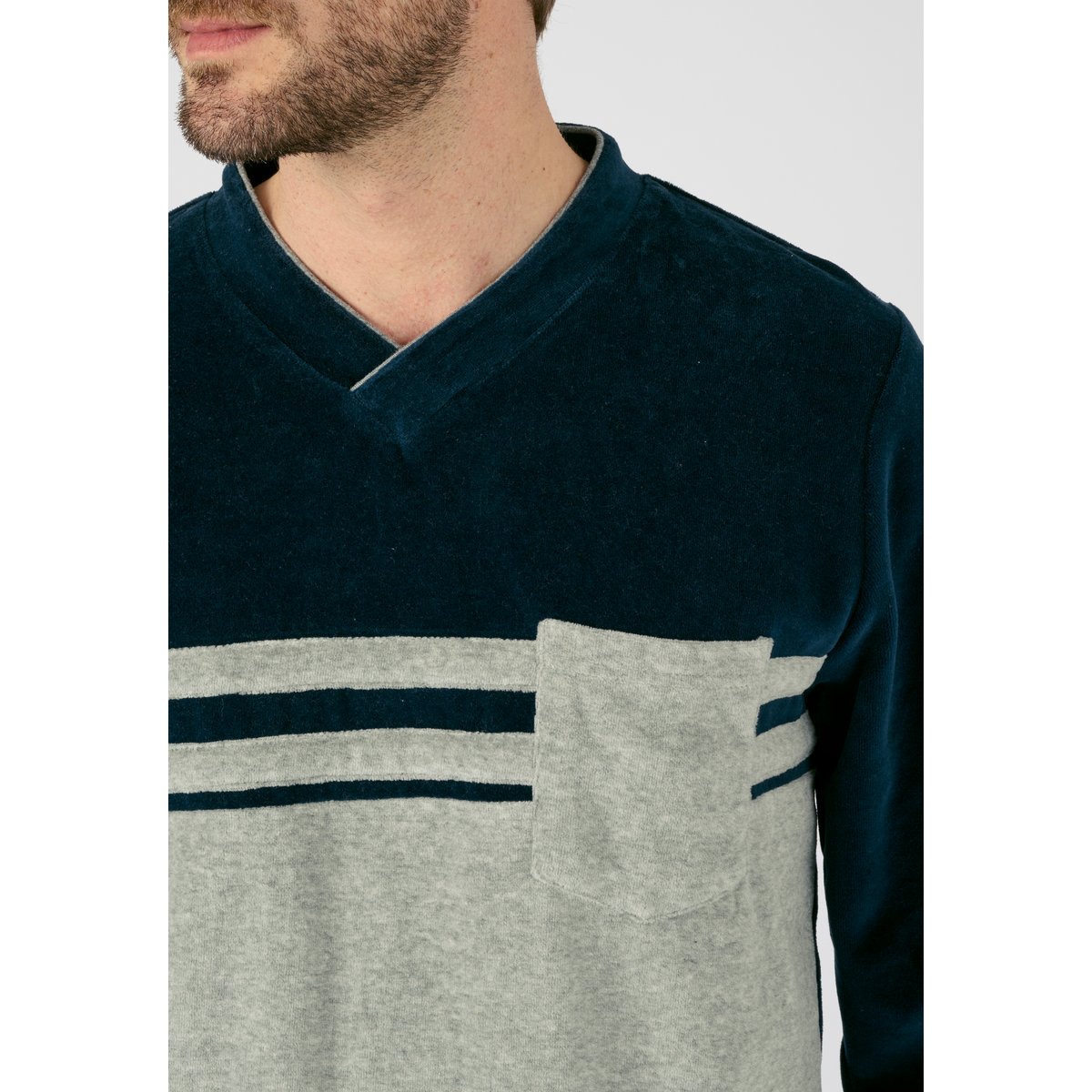 Pyjama velours coton mélangé gris chiné, DAMART