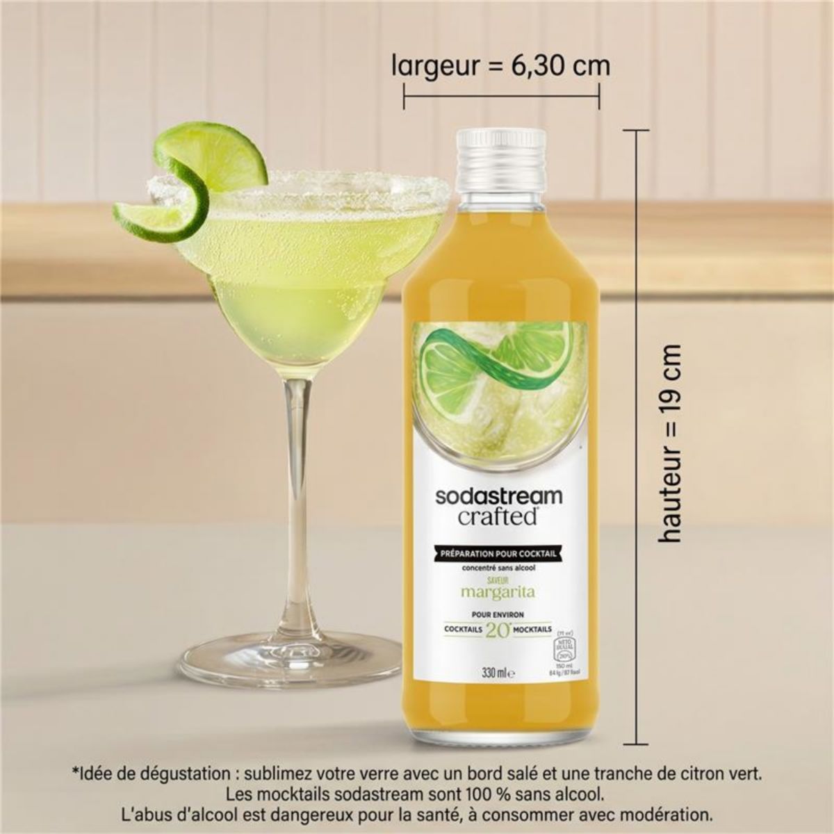 Concentré mixer saveur Margarita sans alcool 330mL couleur unique, SODASTREAM