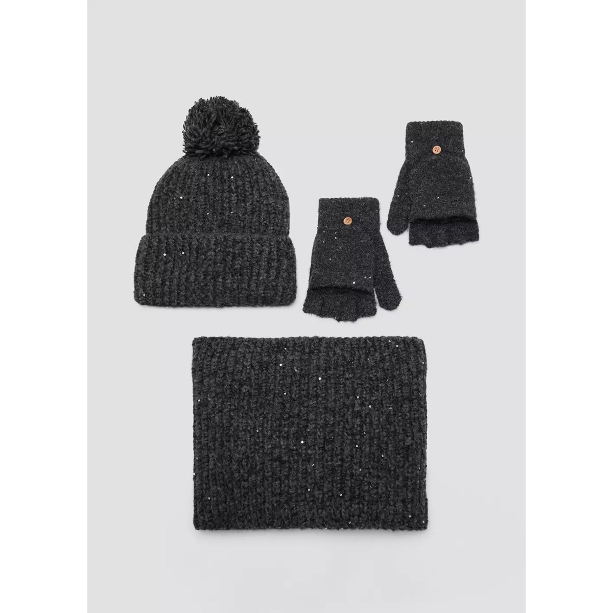 Écharpe côtelée à sequins gris anthracite, MANGO KIDS