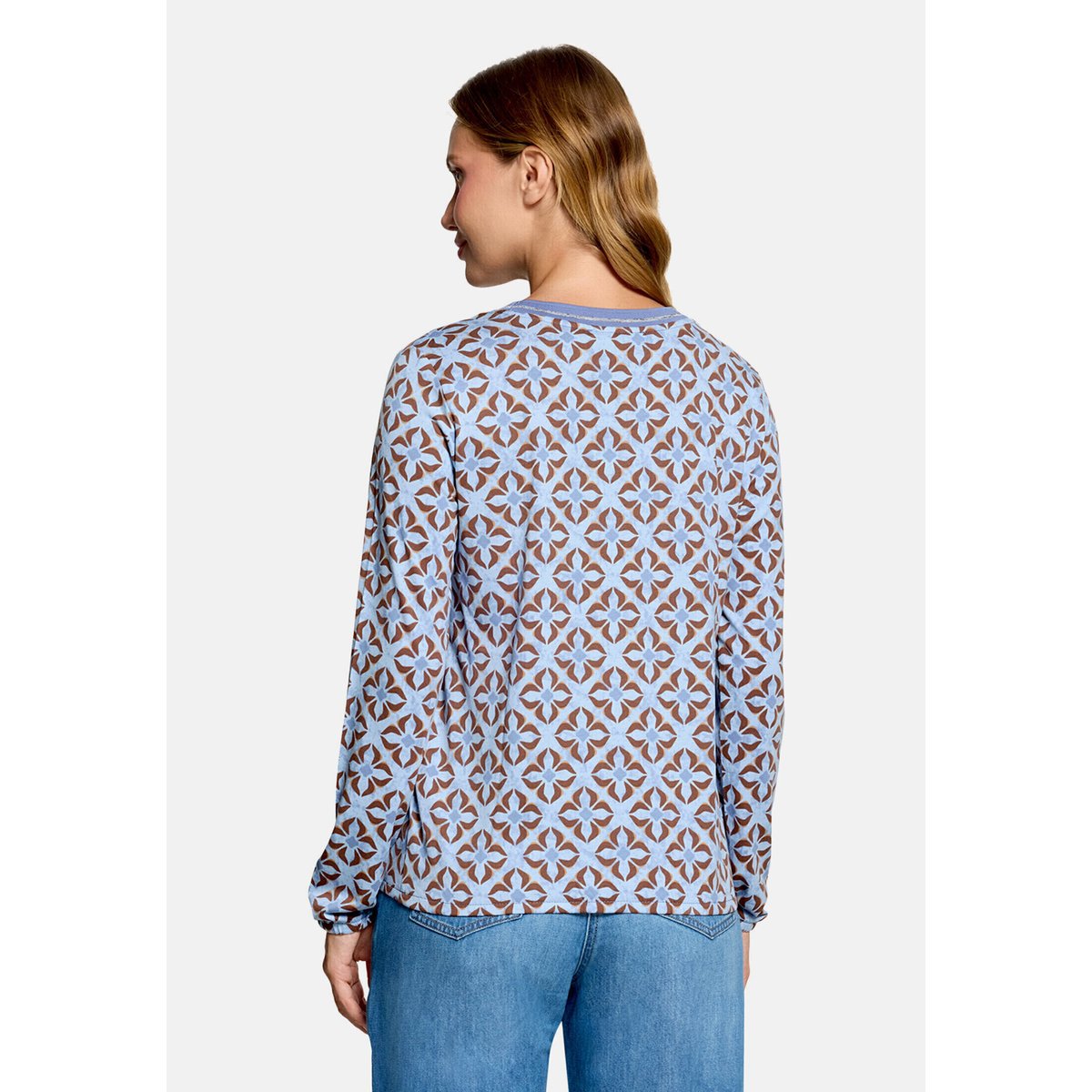 T-shirt façon blouse à élastique bleu/marron, BETTY BARCLAY