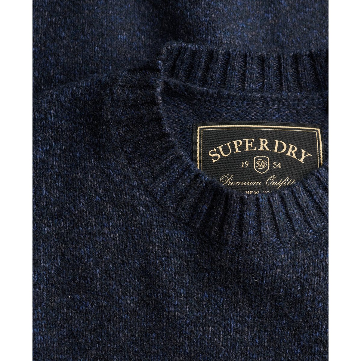 Pull à Manches Torsadées Brossé bleu marine foncé chiné, SUPERDRY