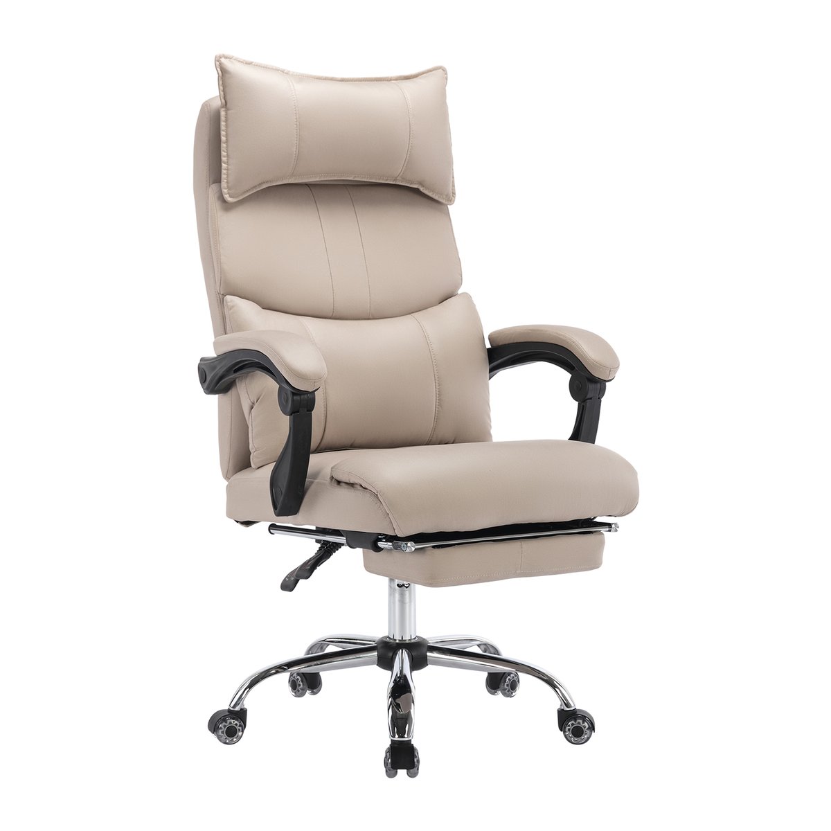 Fauteuil de bureau ergonomique pivotant avec double soutien lombaire et hauteur réglable, ABBOOTE kaki, MEUBLES COSY