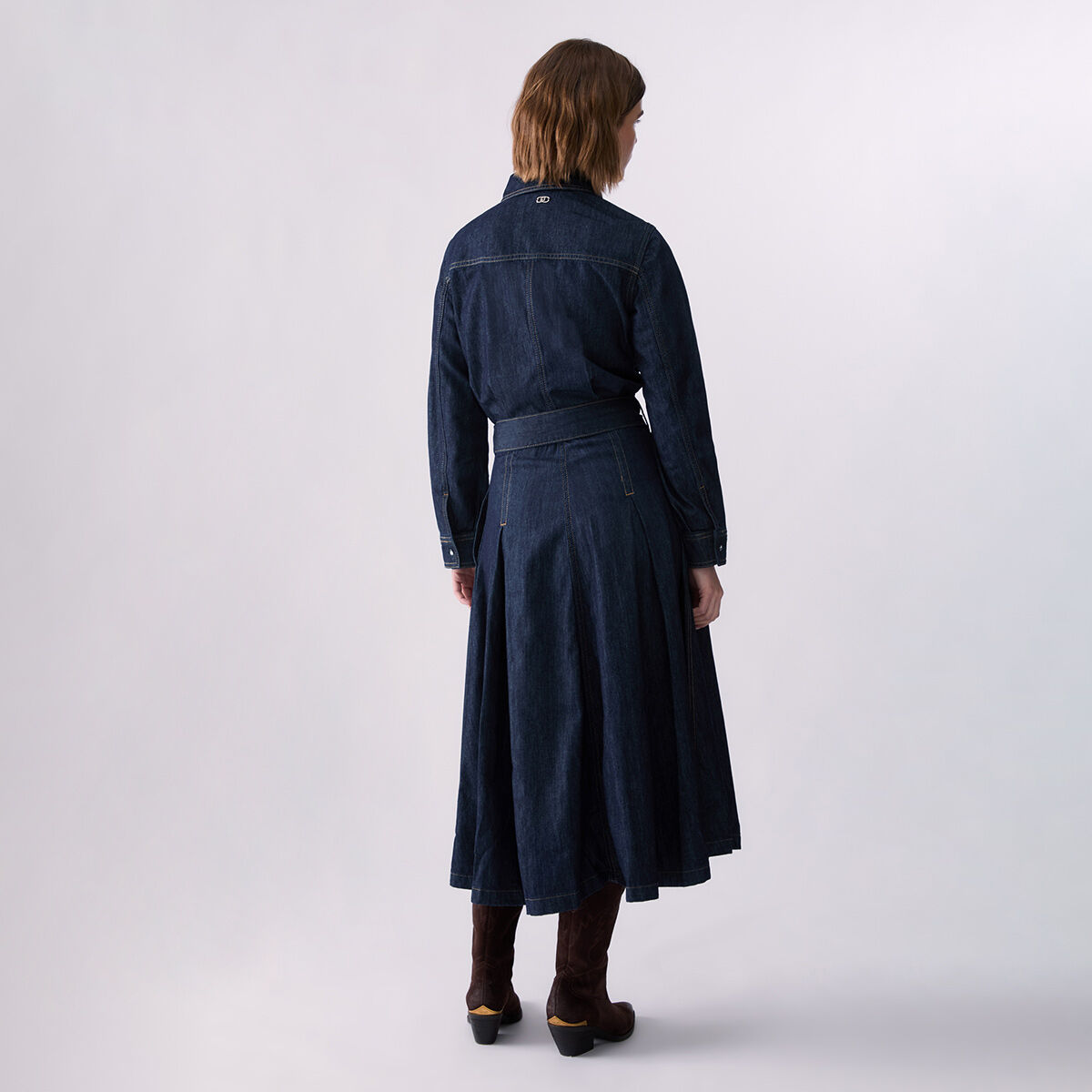 Robe chemisier longue en denim délavage normal, LIU JO