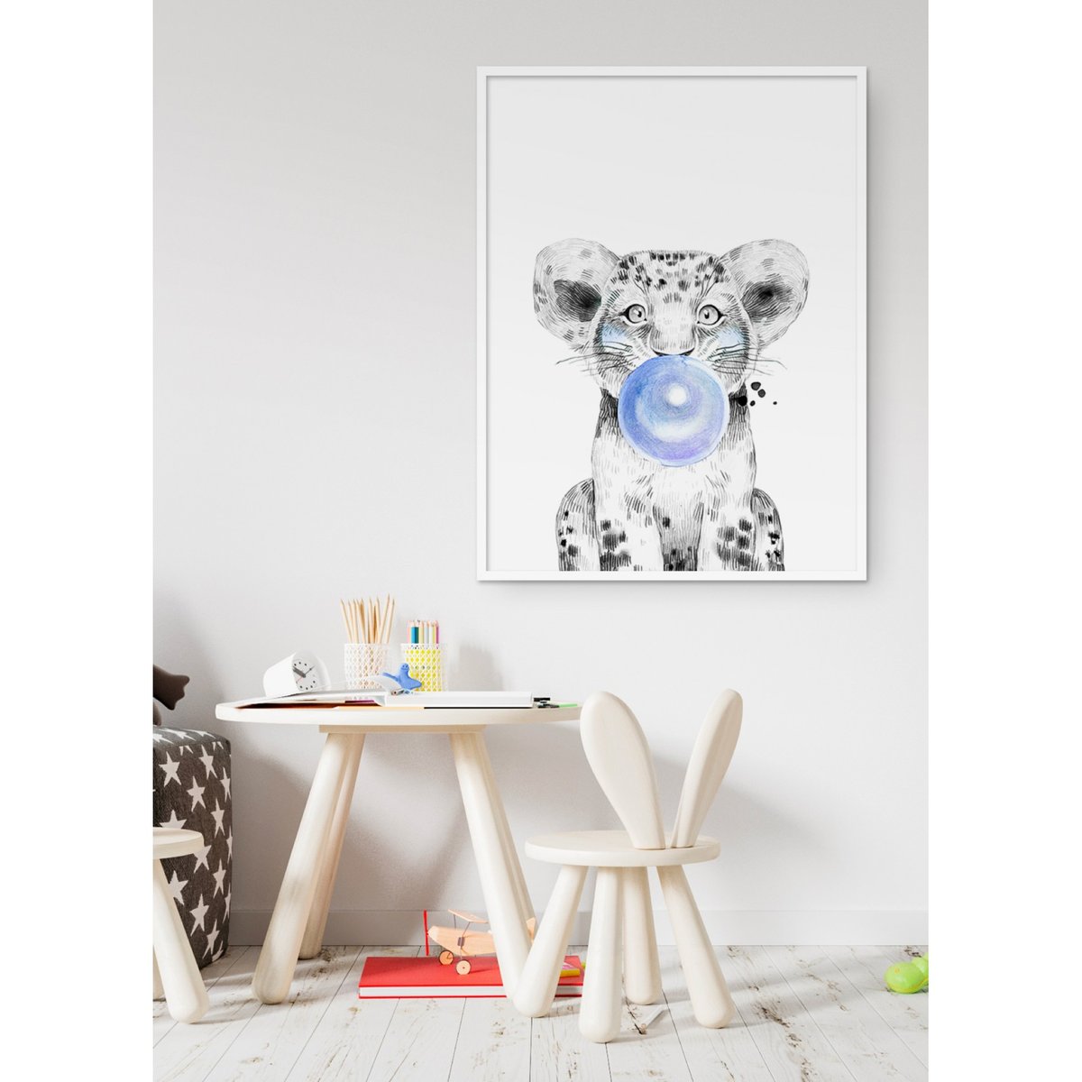 Poster Bulle de Lionceau Bleue blanc, L'AFFICHERIE