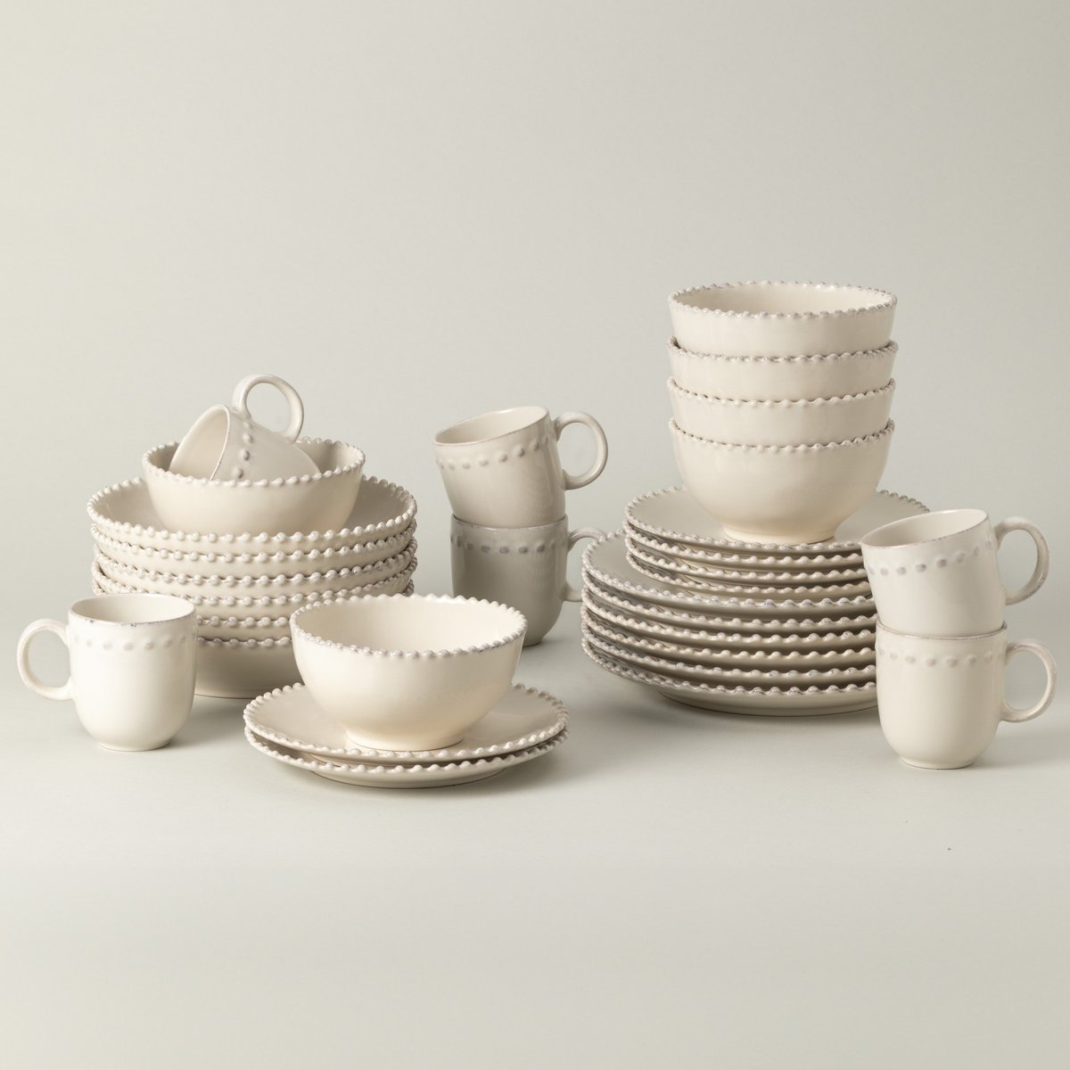 Set Table 30 Pièces avec Tasse Pearl crème, COSTA NOVA