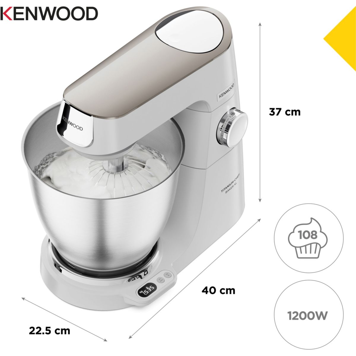 Robot pâtissier KVL65.009WH Titanium Chef Baker XL blanc, KENWOOD