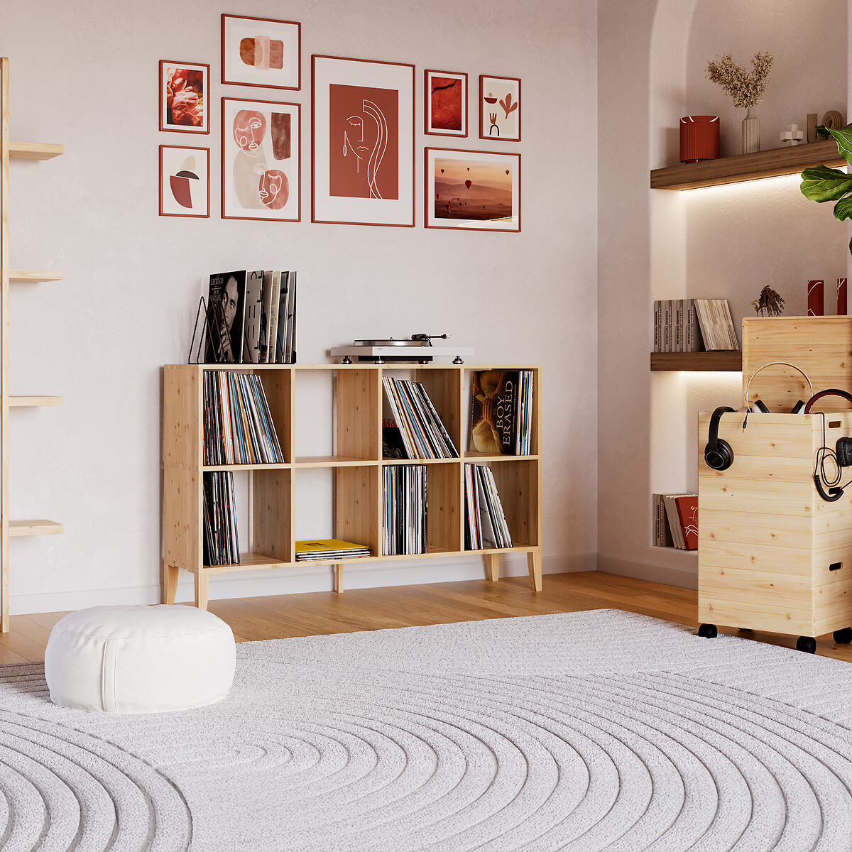 Rangement disques vinyles, YANN bois clair, EUROPE & NATURE