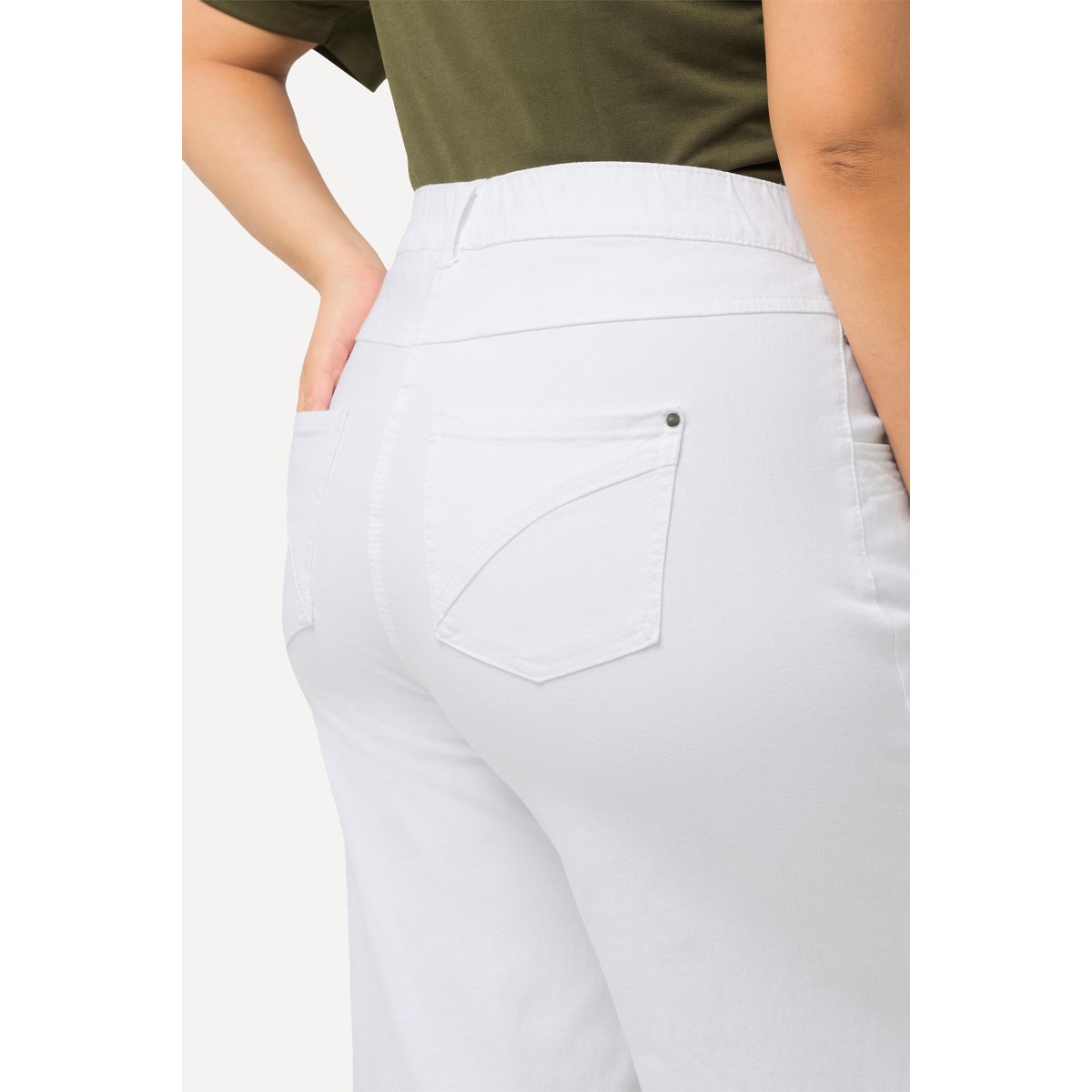 Jupe-culotte en jean. Coupe Marlene à jambe blanc neige, ULLA POPKEN