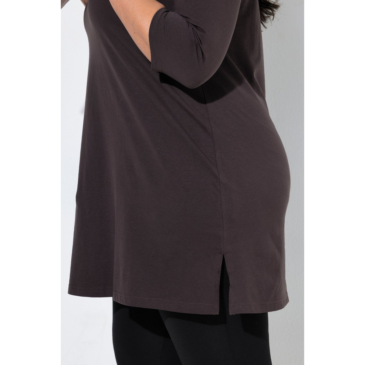 T-shirt long coupe évasée acajou, ULLA POPKEN