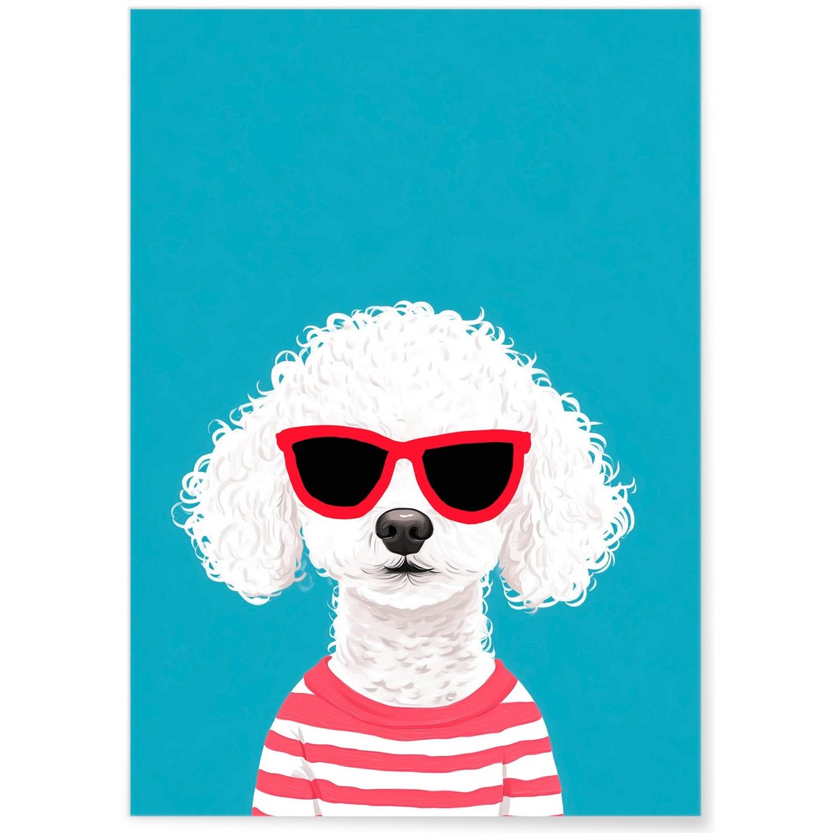 Affiche Chien stylé blanc, L'AFFICHERIE