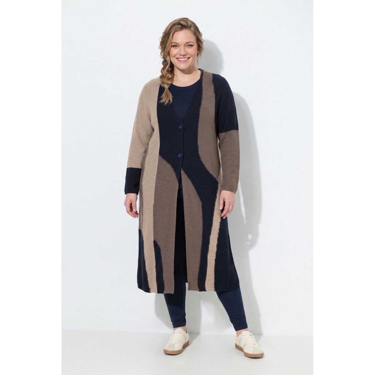 Cardigan long en coton bio marine, ULLA POPKEN