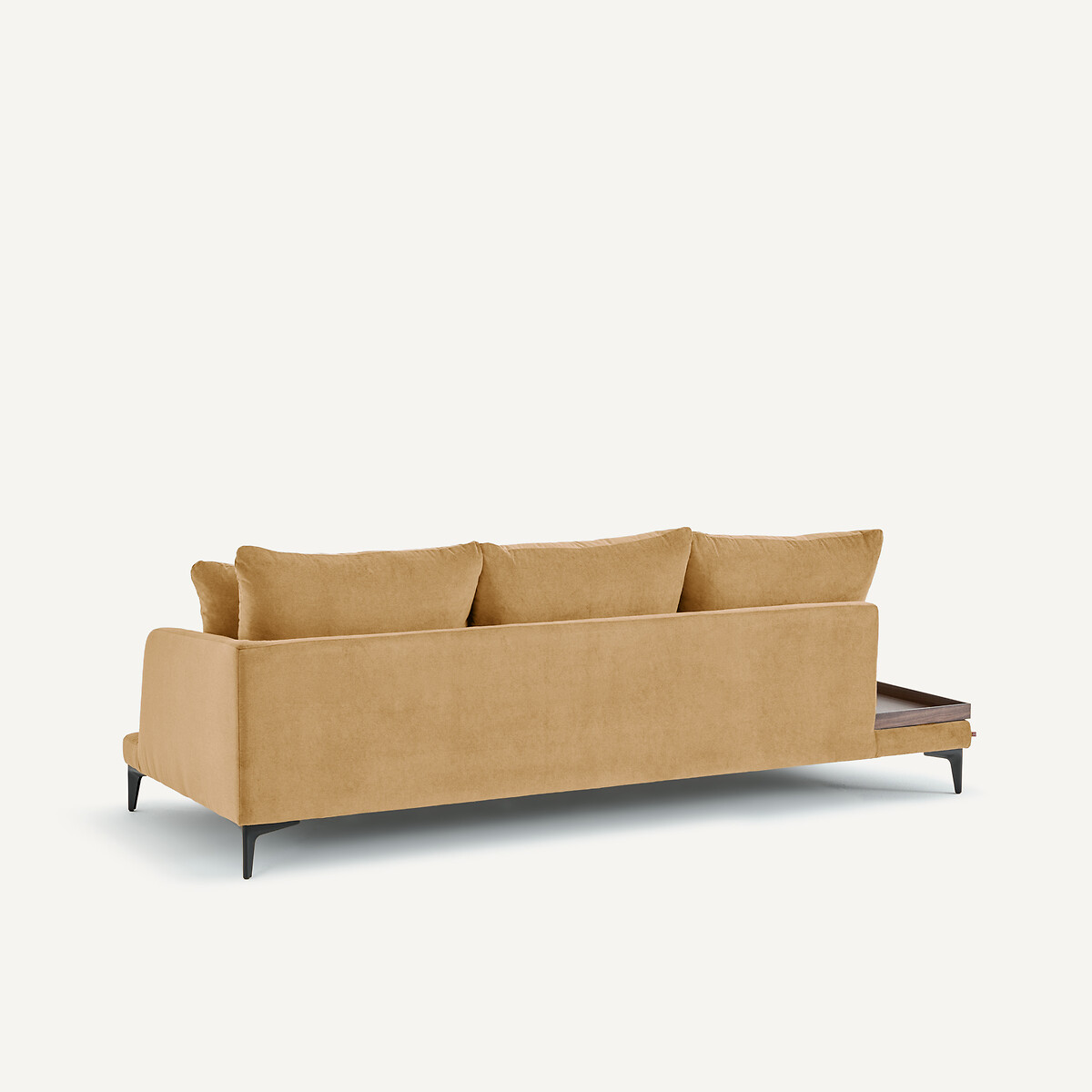 Demi-canapé avec plateau, en velours stone, MODERNISTE caramel, EMMANUEL GALLINA X AM.PM