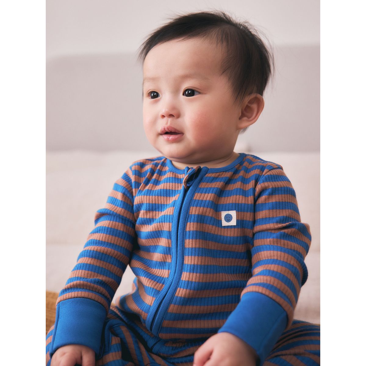 Dors-bien à zip double sens bébé, lot de 4 rayure bleu/vert, NEXT