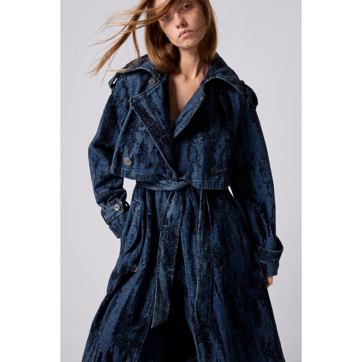Trench en denim dégradé bleu, DESIGUAL