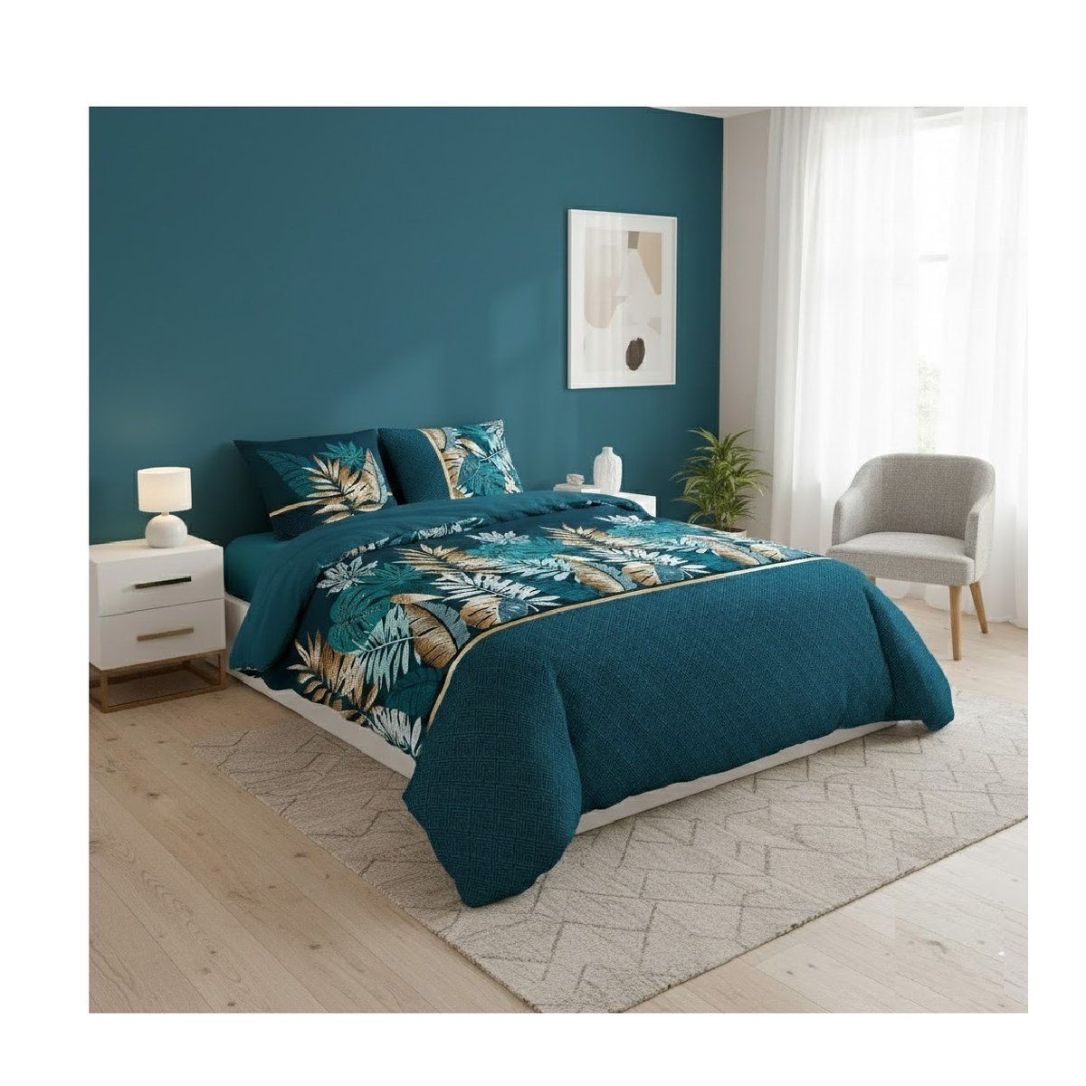 Parure de lit Exotique gris, EDEN